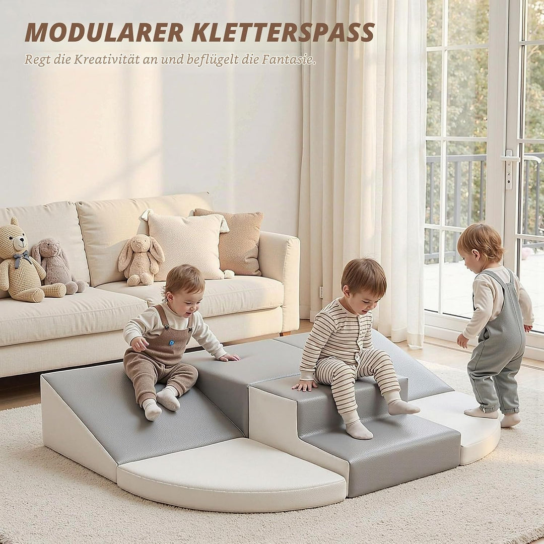 Schaumstoff Bausteine Kinder Klettern Indoor - 6 PCS Softbausteine Riesenbausteine für Baby Motorik