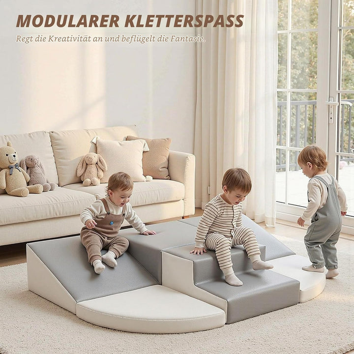 Schaumstoff Bausteine Kinder Klettern Indoor - 6 PCS Softbausteine Riesenbausteine für Baby Motorik