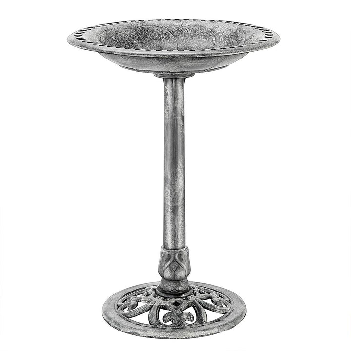 VIVOHOME Vogeltränke 71cm hoch Polyresin leicht antike Optik für Aussenbereich Grau, Grau