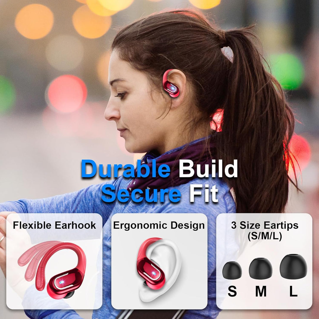 Rulefiss Bluetooth 5.4 Kopfhörer Sport, 75Std Kopfhörer Kabellos Bluetooth, HiFi Stereo Bass, ENC No