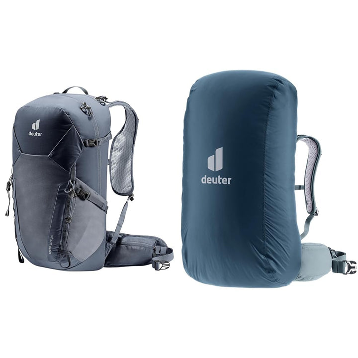 deuter Speed Lite 25 leichter Wanderrucksack Schwarz 25 L Bundle mit Raincover (20-35 L), Schwarz 25