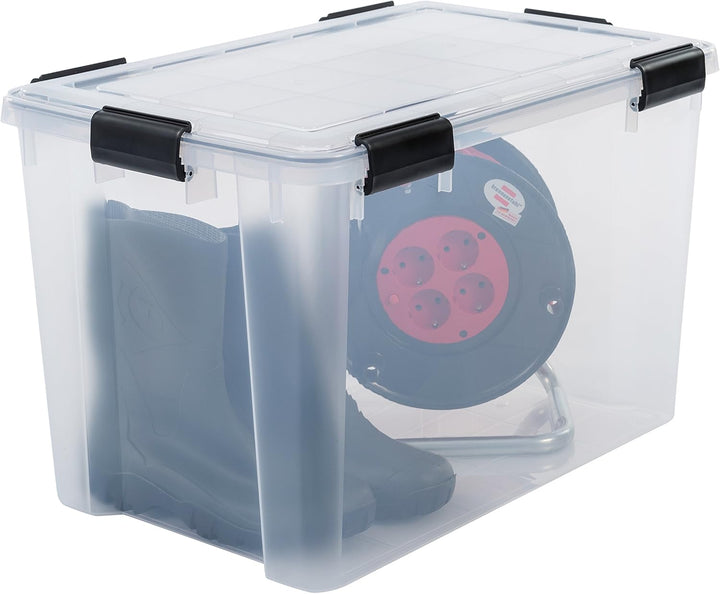 Iris Ohyama, 2er-Set luftdichte Aufbewahrungsboxen, 70 L, mit Clips, stapelbar, Garage, Keller, Dach