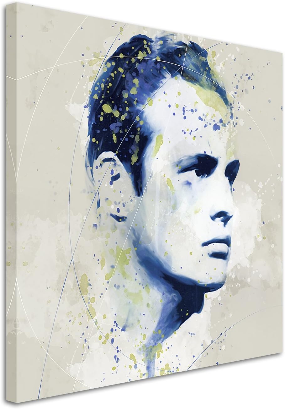 Marlon Brando III Aqua 60x60cm - Splash Art Paul Sinus Wandbild auf Leinwand - Malerei, Kunstbild, A