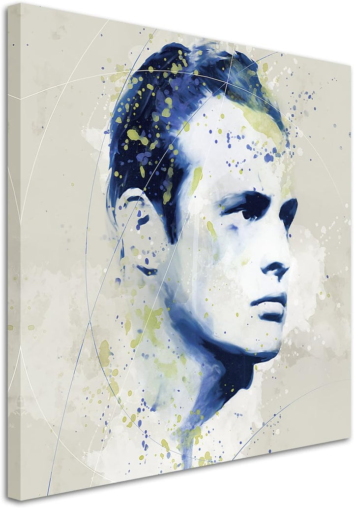 Marlon Brando III Aqua 60x60cm - Splash Art Paul Sinus Wandbild auf Leinwand - Malerei, Kunstbild, A
