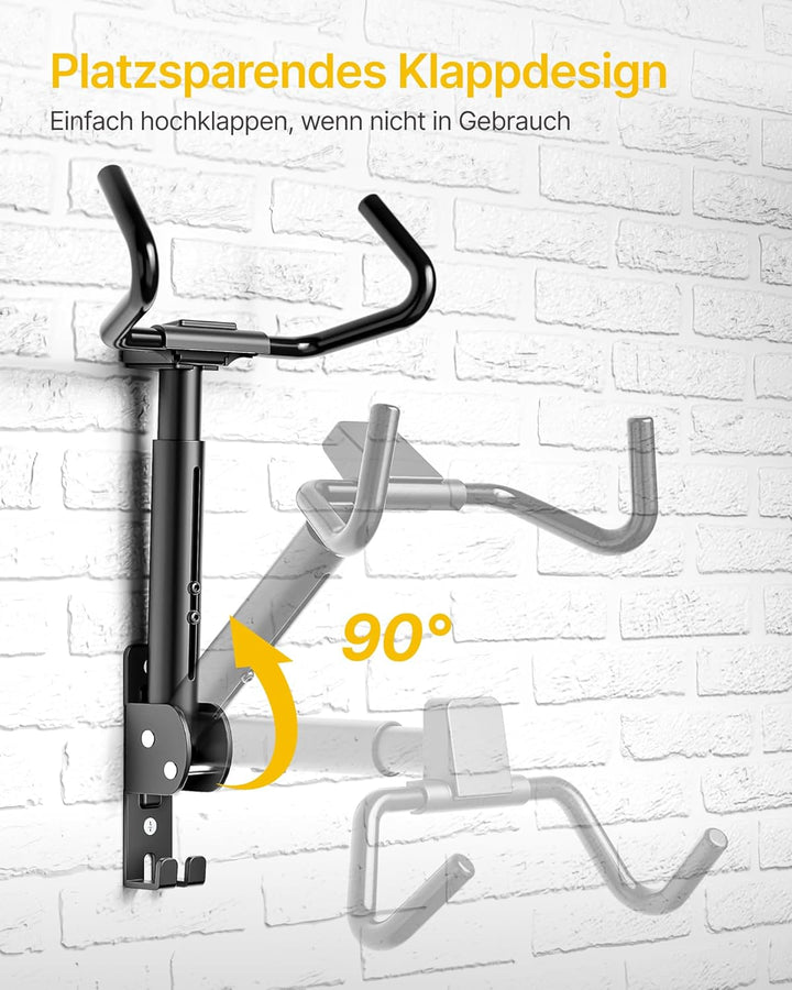 monTEK Fahrrad Wandhalterung, Winkel und Wandabstand einstellbar, Fahrradhalterung Wand Klappbar 30k