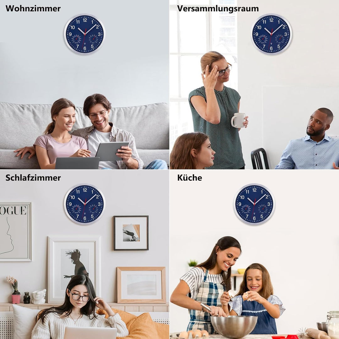 25cm Funkuhr Wanduhr Ohne TickgeräUsche Lautlos Quarz Batterie Betriebene Gross Wanduhr Einfach zu L