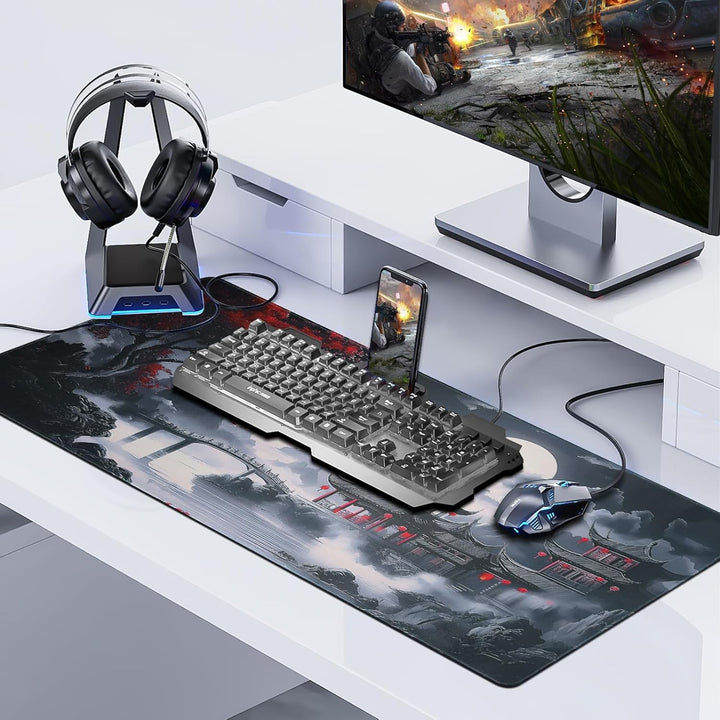 Mauspad XXL,900x400mm Gross Anime-Mauspad,Mausmatte mit Rutschfester Gummibasis,Schreibtischunterlag