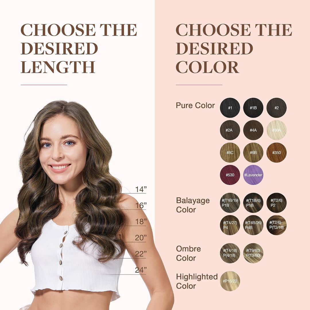 GOO GOO Clip in Echthaar Extensions, 50cm 20 Zoll 120g 7 Stück Balayage Naturschwarz Gemischt Kastan