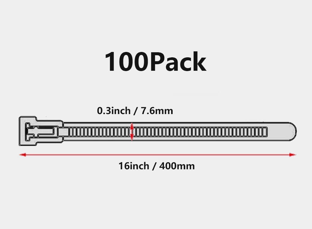 Oksdown Kabelbinder wiederverschliessbar Gelb 400 mm × 7,6 mm 100 Stück UV-Beständig Stark Gross Nyl