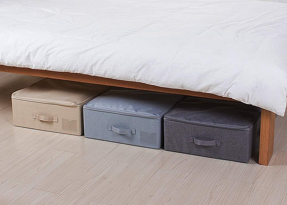 Large Unterbett Aufbewahrungsbehälter aus Leinen-Gewebe für Unterbettkommode mit für Bettwäsche/Klei