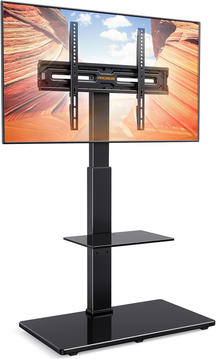 PERLEGEAR TV Ständer TV Bodenständer für 30-70 Zoll Flach & Curved Fernseher bis zu 50 KG mit Neigun