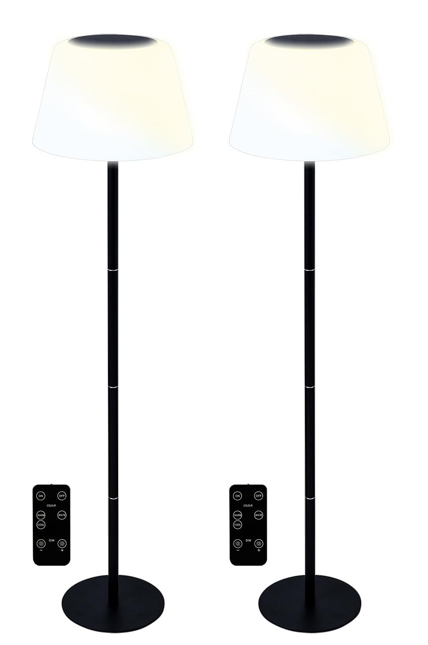Lunartec LED Akku Tischleuchte: 2er-Set Solar-LED-Tisch- & Stehleuchte, Fernbedienung, CCT, 400 lm (