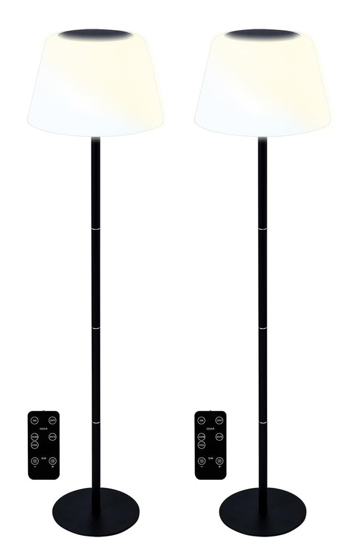 Lunartec LED Akku Tischleuchte: 2er-Set Solar-LED-Tisch- & Stehleuchte, Fernbedienung, CCT, 400 lm (