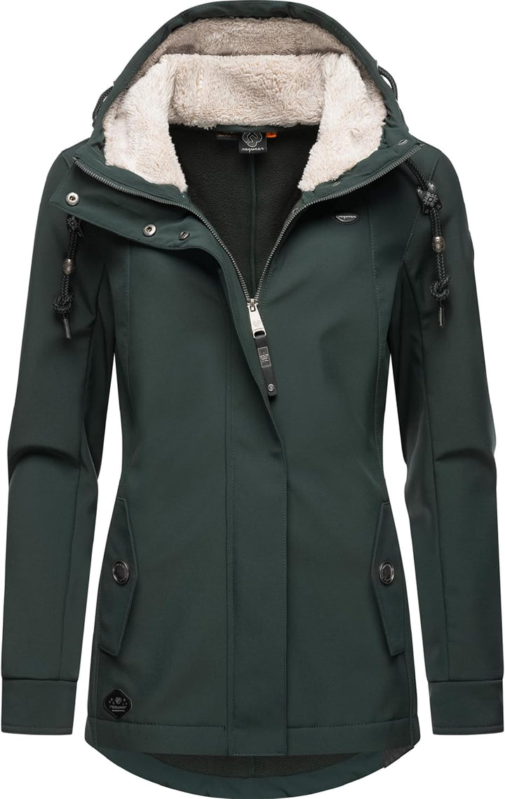 Ragwear Damen Übergangsjacke Funktionsjacke Softshelljacke wasserdicht atmungsaktiv mit Kapuze Monad