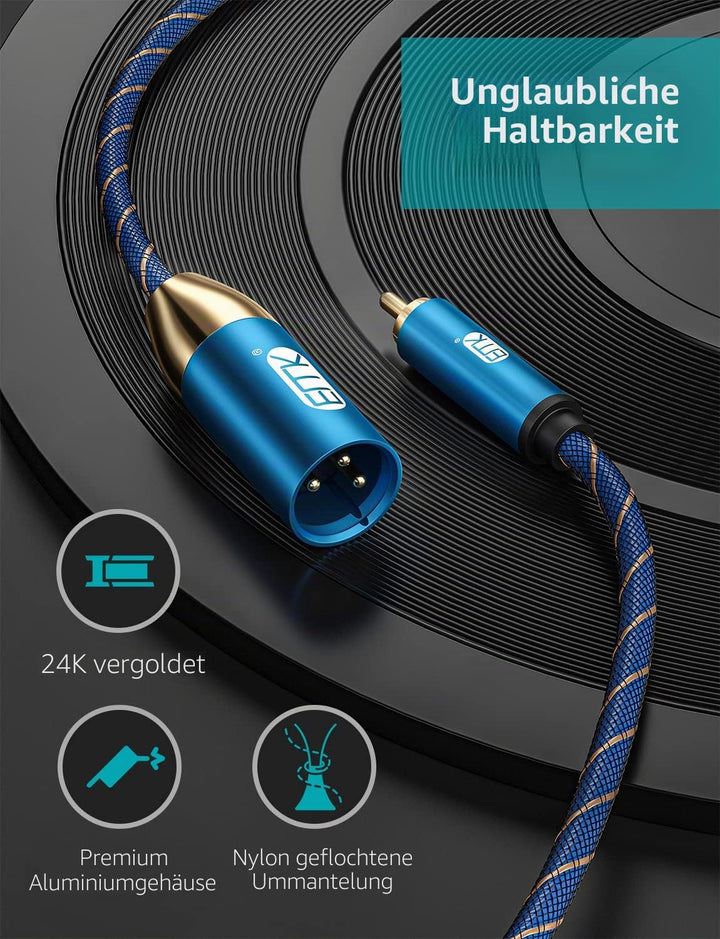 EMK RCA auf XLR Kabel Subwooferkabel Coaxial Stecker auf XLR Stecker Mikrofonkabel Koaxial Audiokabe