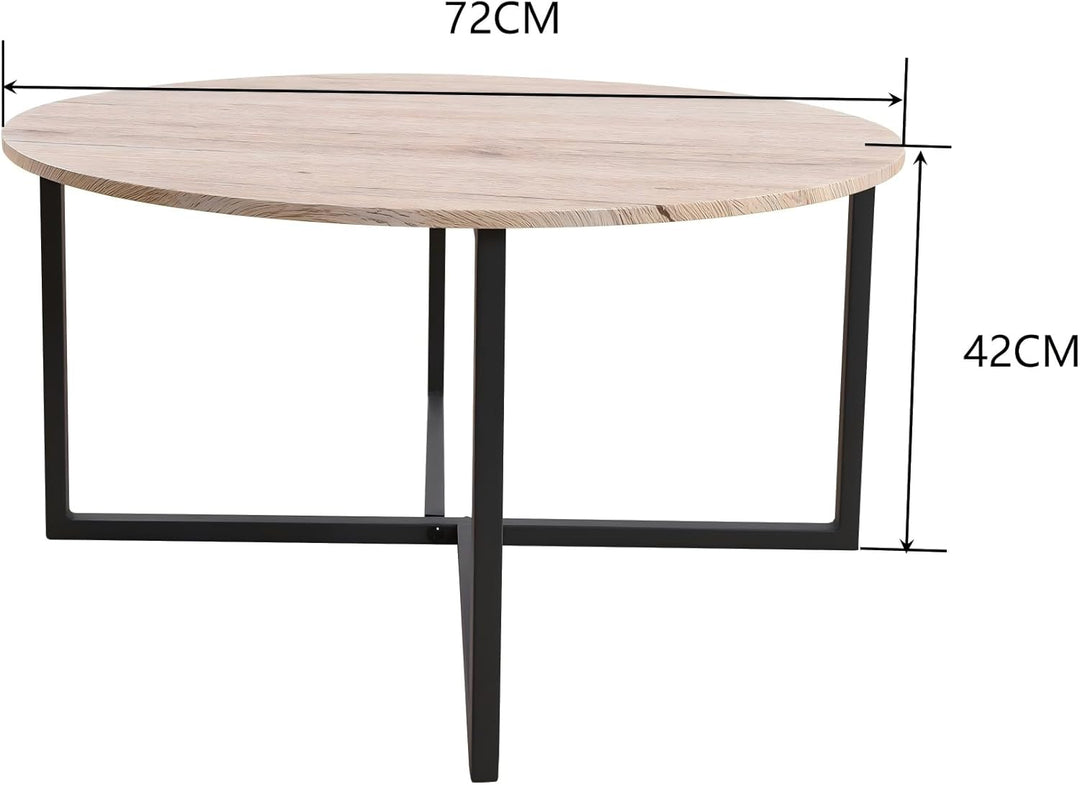 HOJINLINERO Couchtisch Rund,Beistelltisch,Sofatisch,Kaffeetisch,Metall Untergestell und Einer Tischp