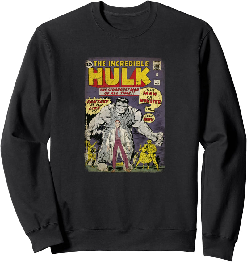 Marvel The Hulk Retro Comic Cover Strangest Man Of All Time Sweatshirt