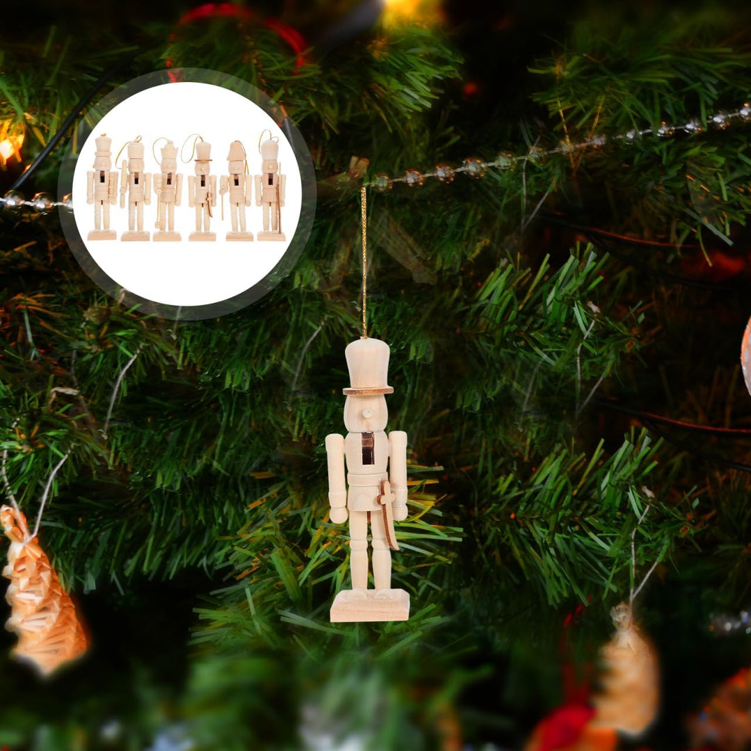 TOYANDONA 6 Stück DIY Nussknacker Soldat Figuren aus Holz Unbemalt zum Bemalen Stabile Weihnachtsdek