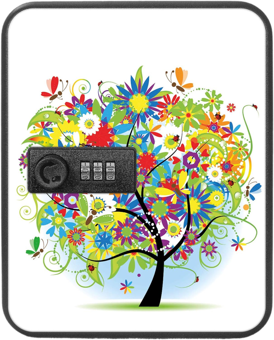 banjado® Burg-Wächter® abschliessbarer Schlüsselkasten mit Motiv Blumenbaum für 20 Schlüssel - Schlü