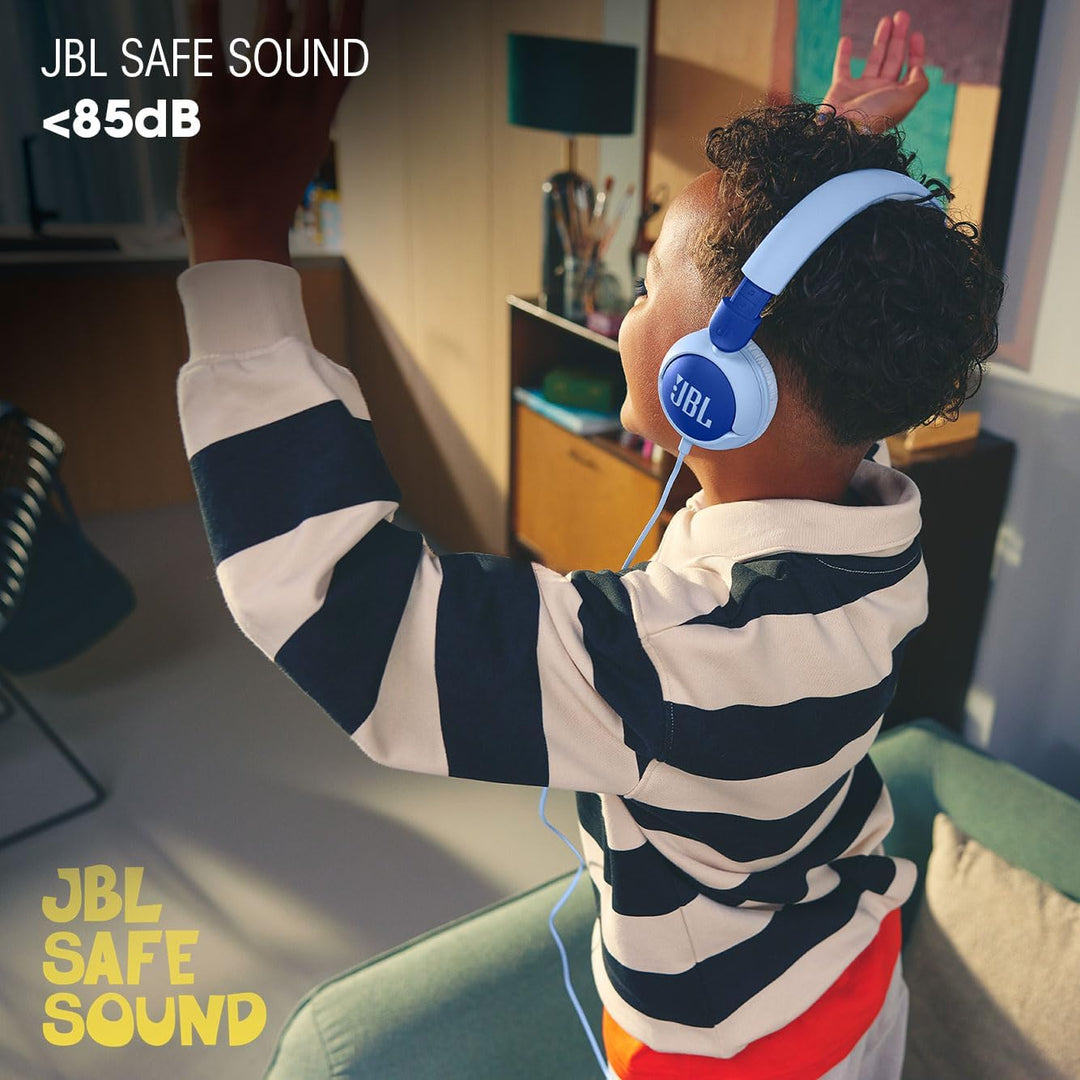 JBL Junior 320, On-Ear-Kopfhörer mit Kabel und eingebautem Mikrofon für Kinder, JBL Safe Sound, nied