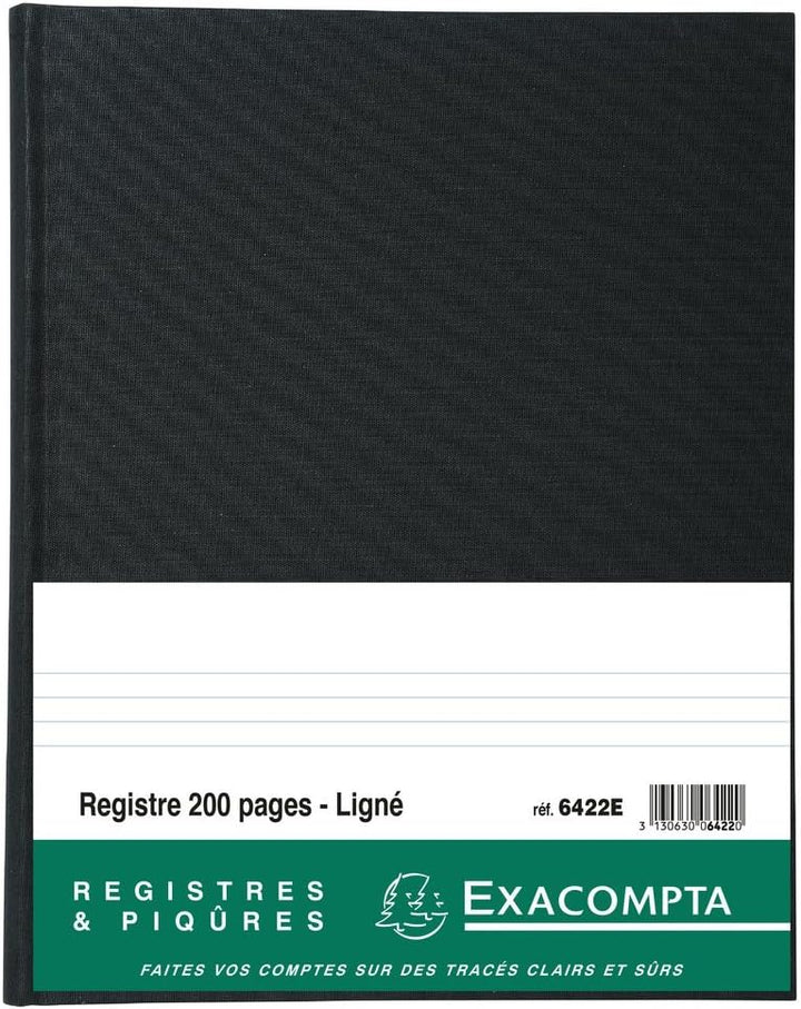 Exacompta 6422E Register, 32 x 25 cm, liniert, 200 Seiten, Schwarz