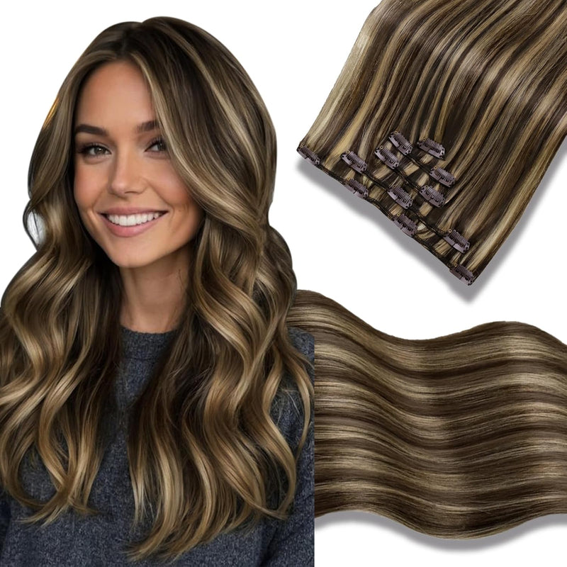 Hetto Clip in Echthaar Extensions Braun Echthaar Clip in Extensions Remy Clip Extensions Haarverlang