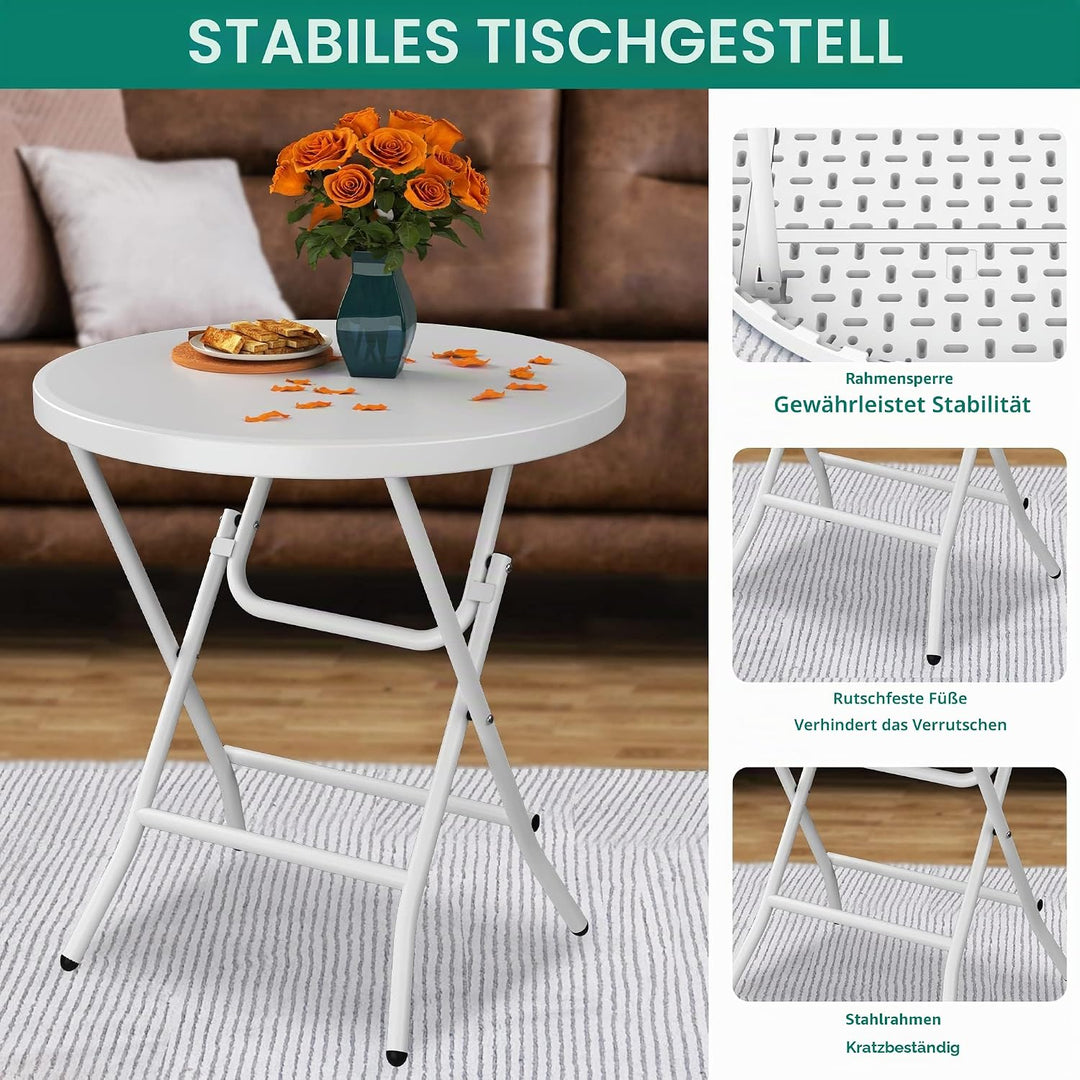 YITAHOME 80cm Gartentisch, Runder Klapptisch, Balkontisch Klappbar, Campingtisch Wetterfest für Outd