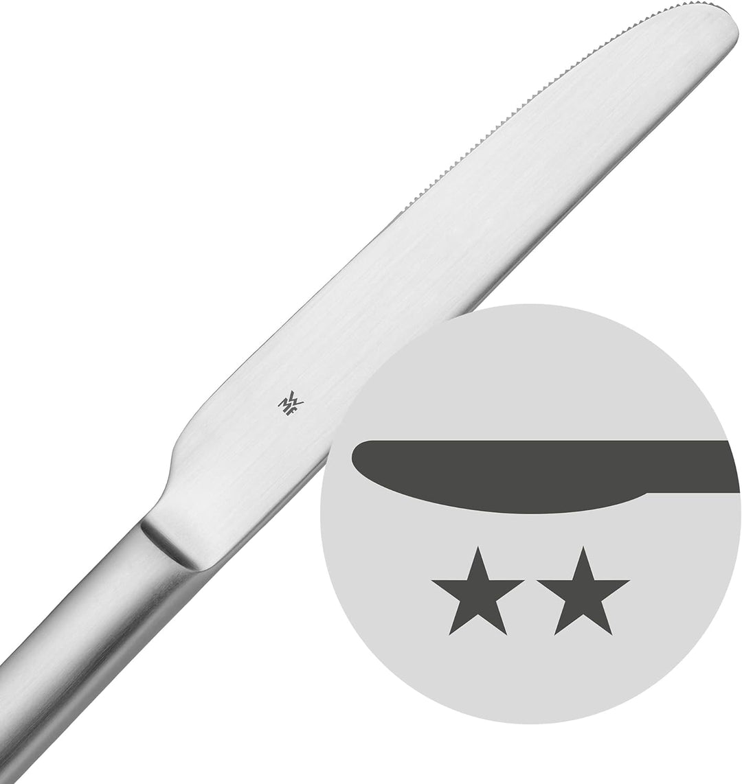 WMF Silk Besteck Set 12 Personen, Essbesteck 60 teilig, Monobloc-Messer &amp; Nuova Servierteile Set 4-t
