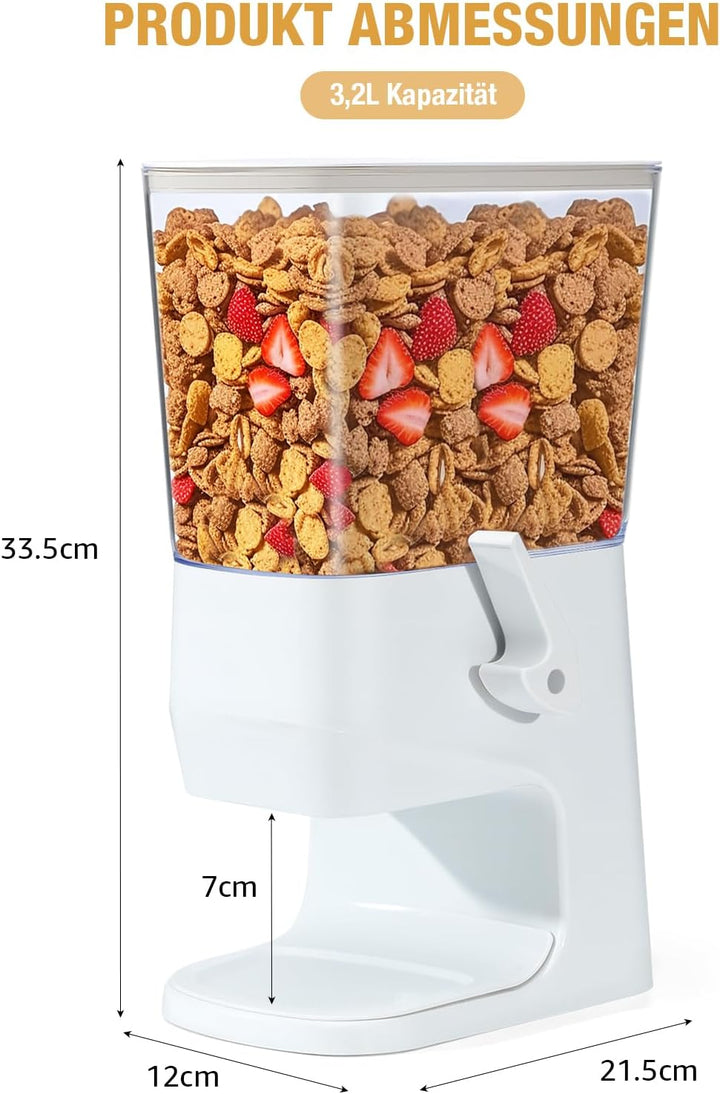 Tokokimo Müslispender, Zerkleinert Keine Cerealien Beim Ausgeben, 3,2L Cereal Dispenser & Cornflakes