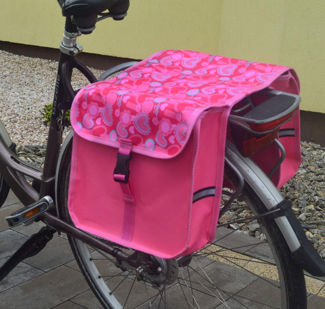Beluko FAHRRADTASCHE Kinderfahrradtasche Satteltasche 20-26" Gepäckträgetasche Doppel (36. Herzen Ro