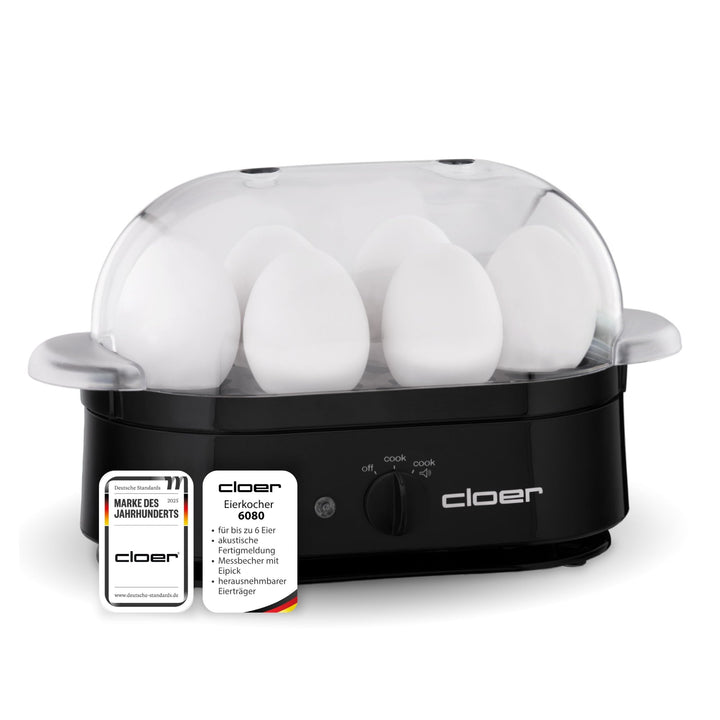 Cloer 6080 Eierkocher mit akustischer Fertigmeldung, 350 W,