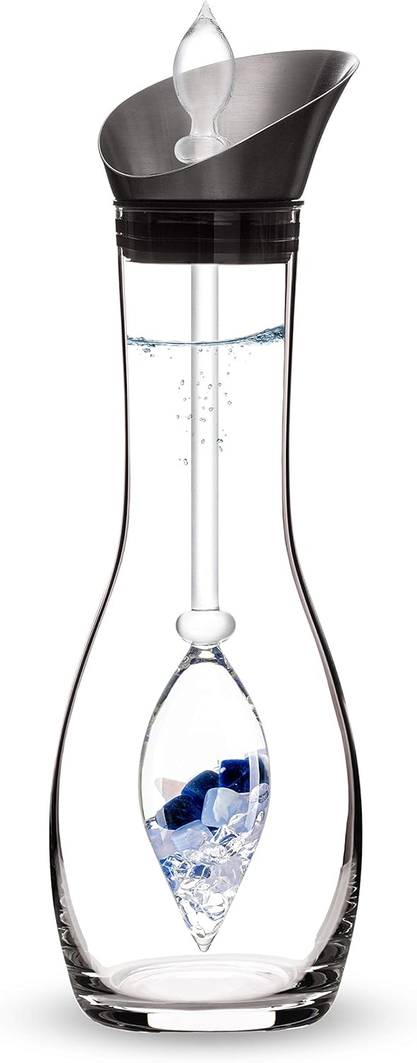 VitaJuwel Balance Edelsteinwasserset für Zuhause (Karaffe Era & Phiole) mit Sodalith, Chalcedon & Be