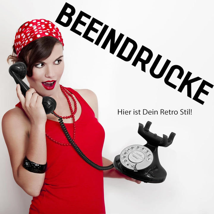 OPIS FunkyFon Cable: Retro-Telefon mit Wählscheibe in geschwungenem 1920er Stil mit elektronischer K