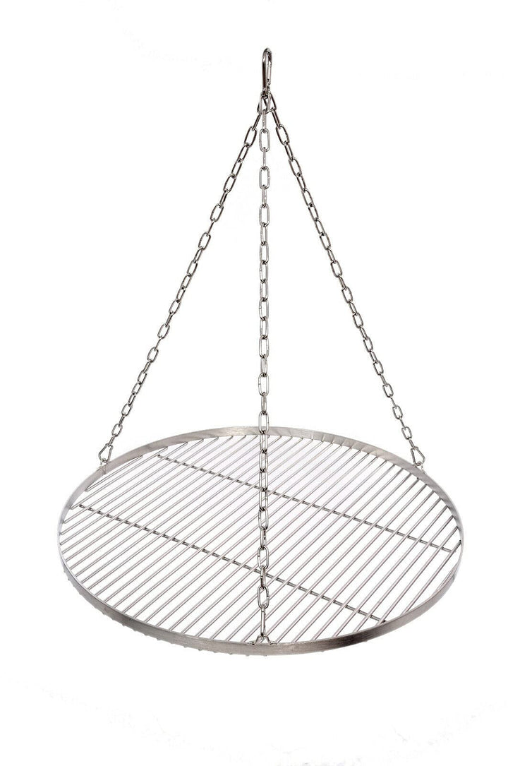 Grillrost Ø 70 cm mit Kette Edelstahl 5 mm Grillstabdicke Stababstand 14 mm für Schwenkgrill BBQ Dre