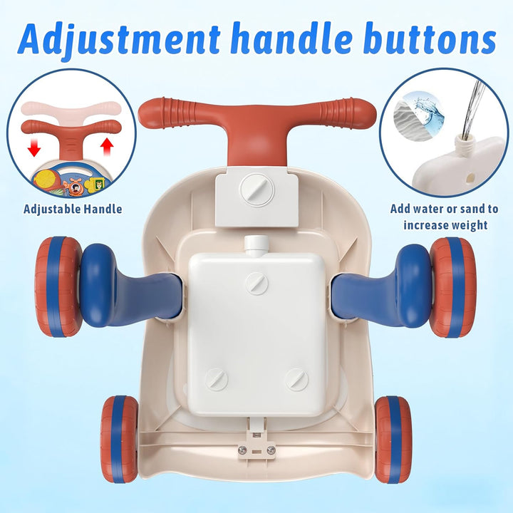 QDRAGON 3 in 1 Lauflernwagen, Baby Lauflernhilfe Mit Regulierbarer Geschwindigkeit, Baby Spiel Gehhi