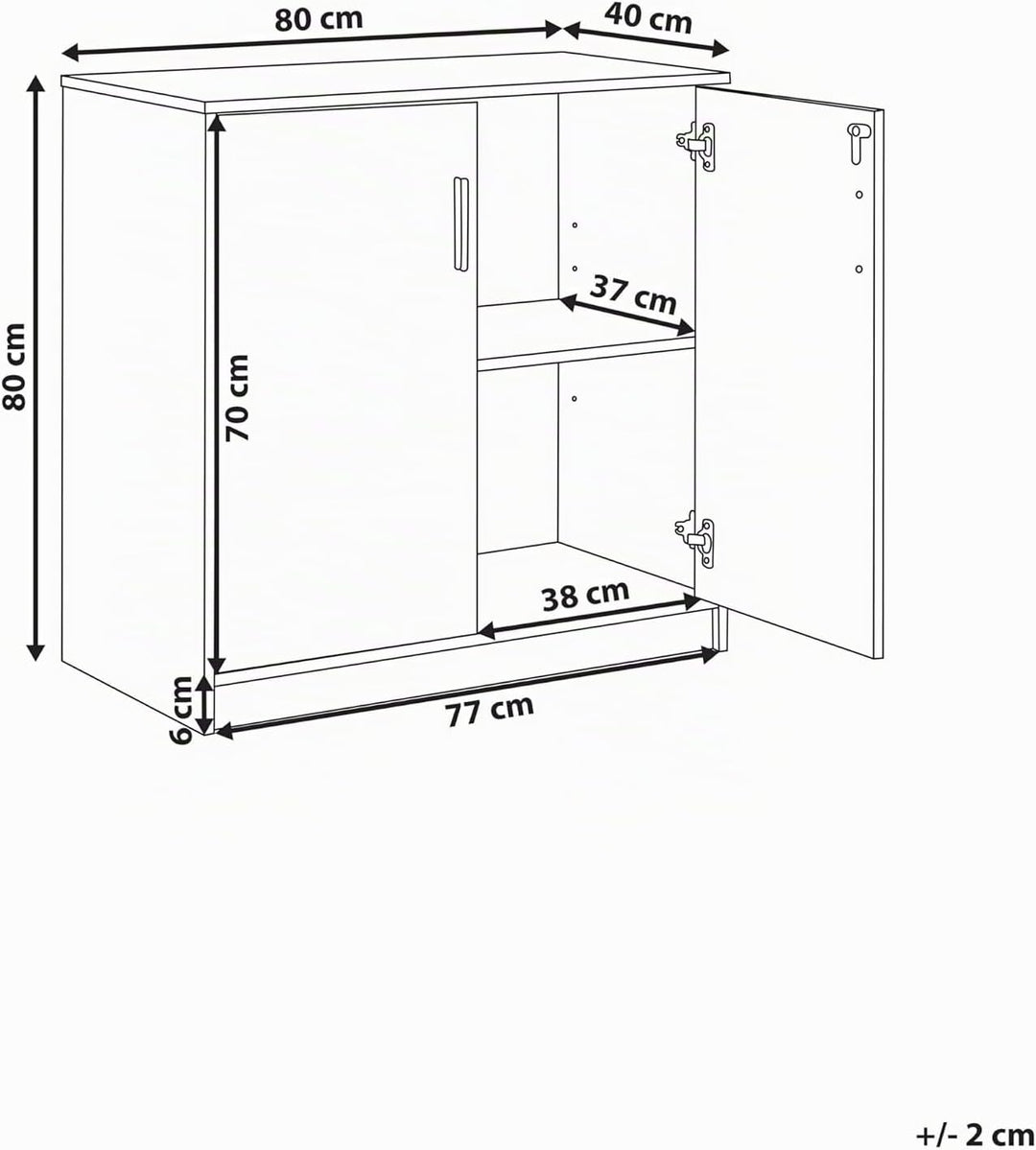 Büroschrank grau / weiss 80 x 80 x 40 cm abschliessbar für Wohnzimmer Büro Zehna