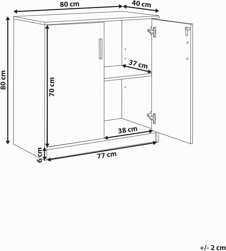 Büroschrank grau / weiss 80 x 80 x 40 cm abschliessbar für Wohnzimmer Büro Zehna