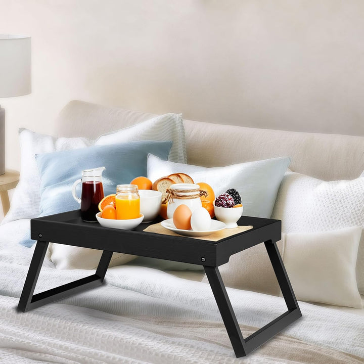 Betttablett Tisch mit klappbaren Beinen, Bambus Frühstück im Bett Essen, Servieren oder Verwendung a