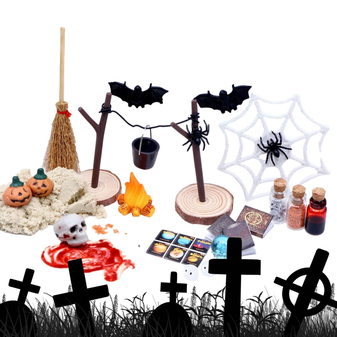 Halloween-Haus-Miniaturen | 27 Stück Kürbisschädel, Fledermausköpfe, Horrorfigur, Spielzeug-Set, wie