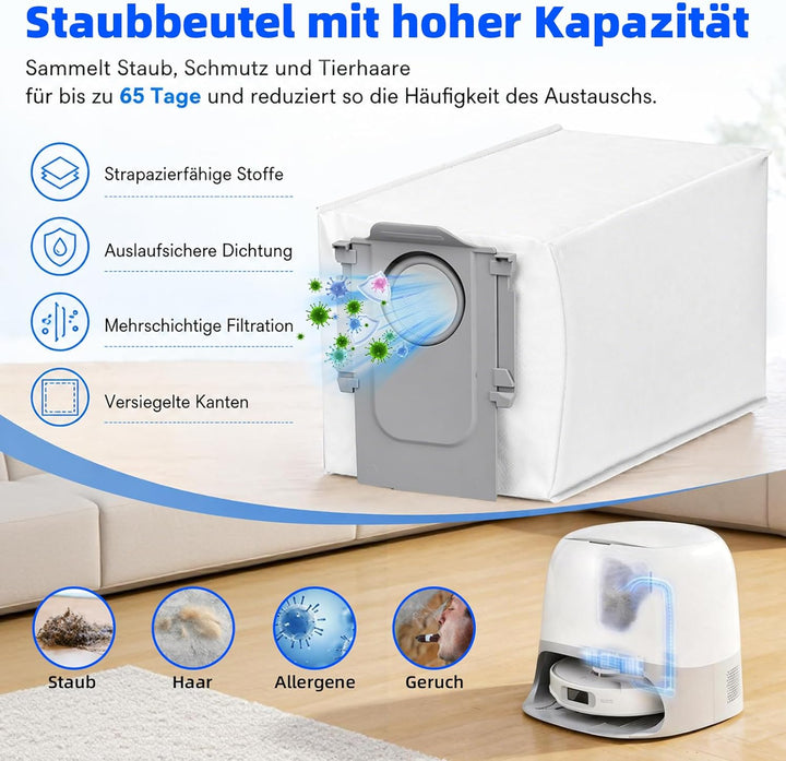 24 Stück Zubehör für Roborock Qrevo Curv 2 Flow Saugroboter mit 2 Paar Hauptbürsten, 2 Wischrolle, 4