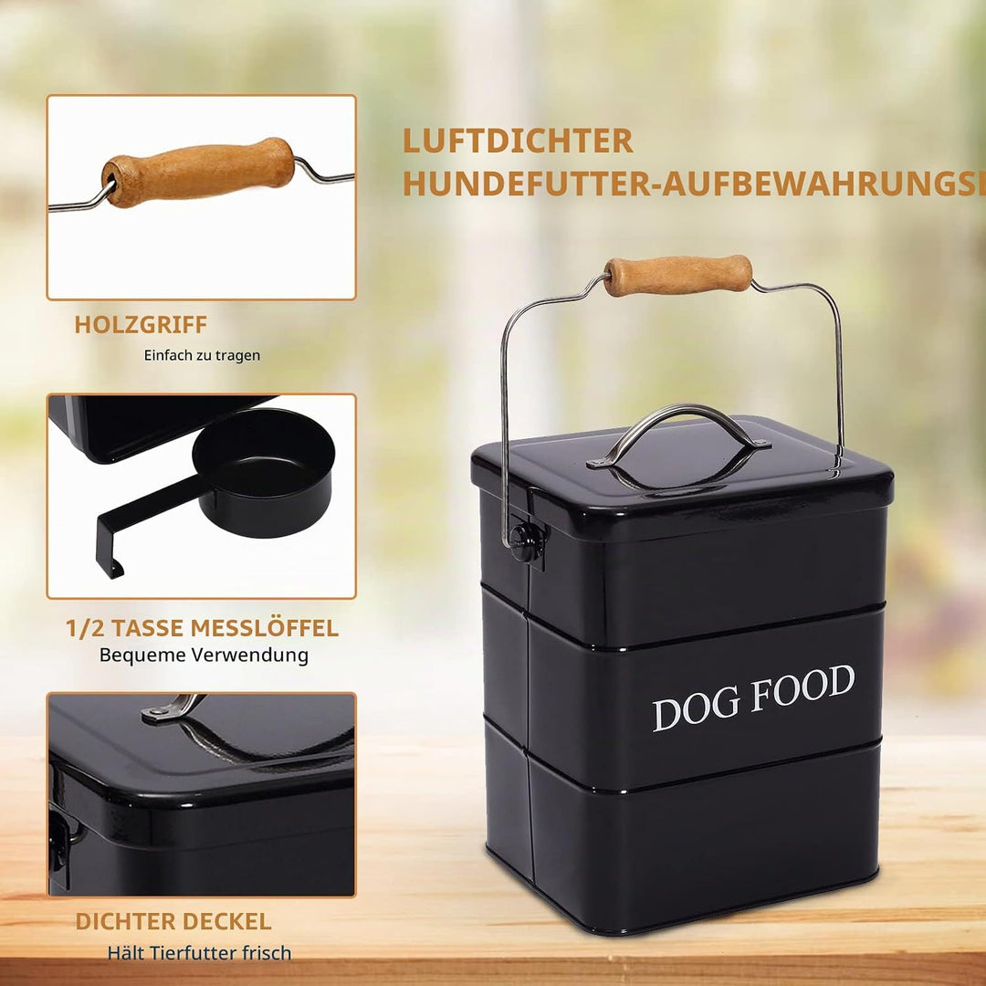 Geyecete - Futtertonnen für Haustierfutter, Vorratsbehälter mit Deckel und Schaufel, Metall futterbo