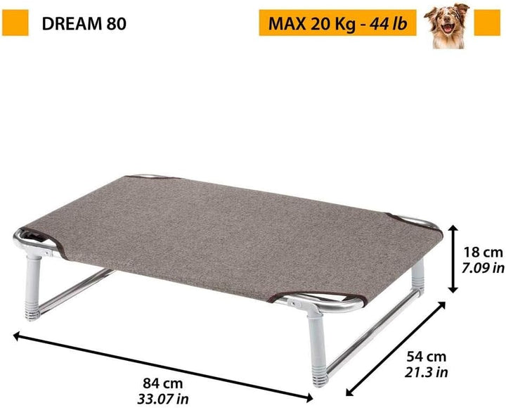 Ferplast Klappbett für Hunde DREAM 80, Liege aus massivem Aluminiumrahmen mit Stoffbezug und verstär
