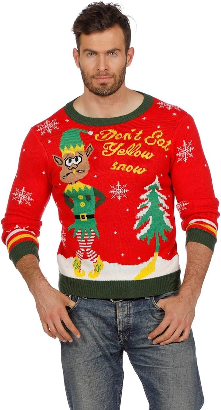 Ugly Christmas Sweater Don`t Eat Yellow Snow Frauen Weihnachtspullover rot L