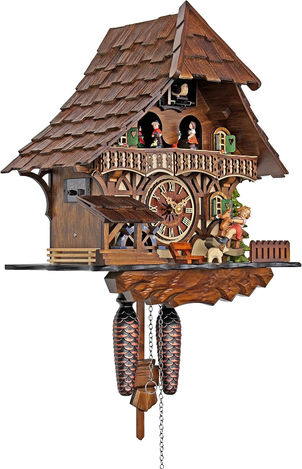 Traditionelle Kuckucksuhr Schwarzwaldhaus mit Tänzern [Küche & Haushalt]