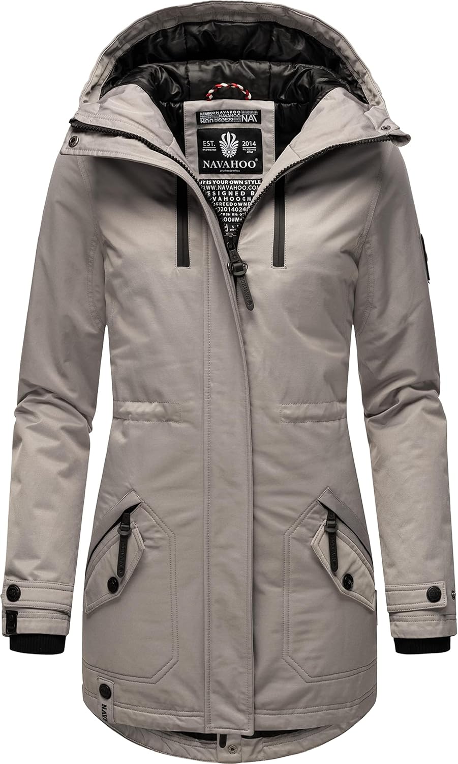 Navahoo Damen Warmer Winter Kurzmantel Avrille II XS-XXL, Zinc Grey