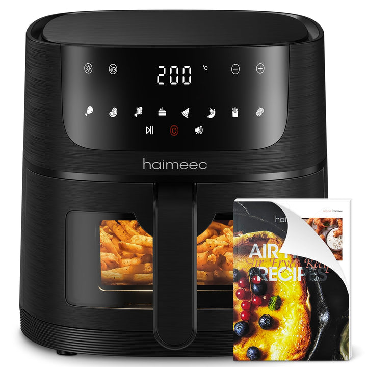 Airfryer 4L, Heissluftfritteuse mit Sichtfenster, Fritteuse ohne Öl mit Shake-Reminder, Antihaftbesc
