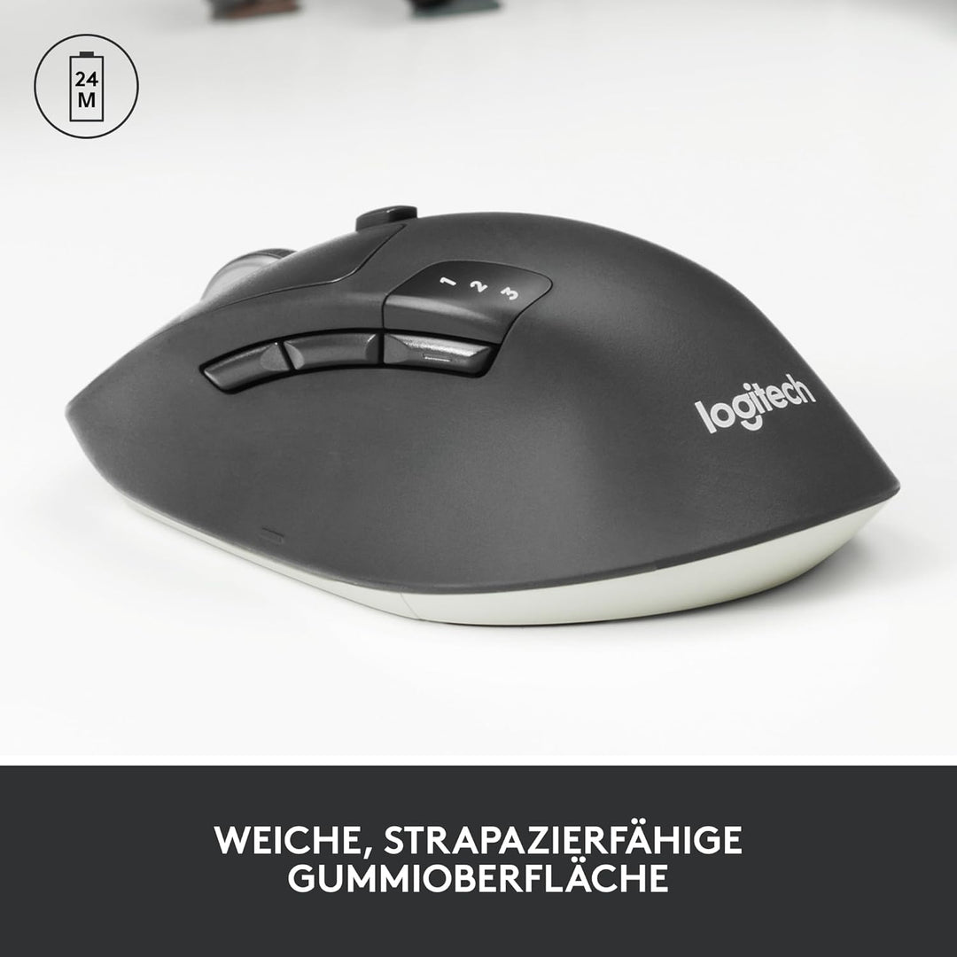 Logitech M720 Triathlon Multi-Device Kabellose Maus, Bluetooth, USB-Unifying-Empfänger, 1000 DPI, 6