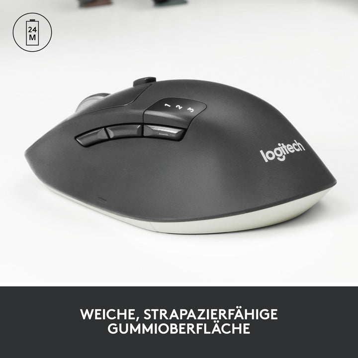 Logitech M720 Triathlon Multi-Device Kabellose Maus, Bluetooth, USB-Unifying-Empfänger, 1000 DPI, 6