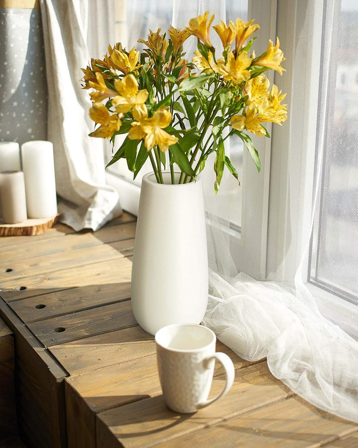 D'vine Dev 25,4 cm Elegante ovale Keramikvase für Blumen Home Decor Vase mit Design Box Schneeweiss