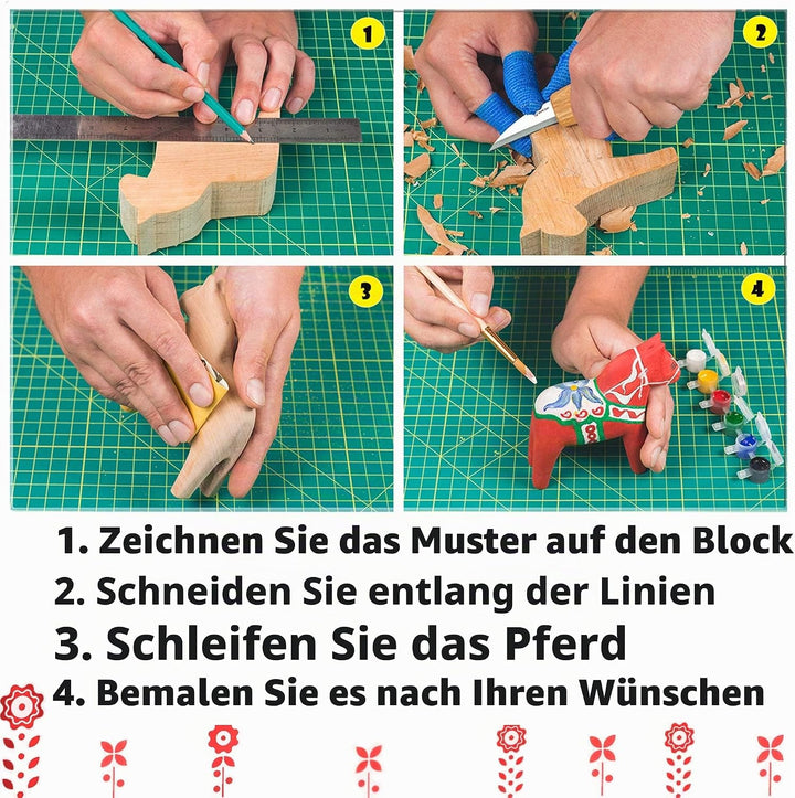 BeaverCraft Schnitz-Kit für Erwachsene und Jugendliche - Holzschnitzset DIY02 Dala Horse - Holzschni